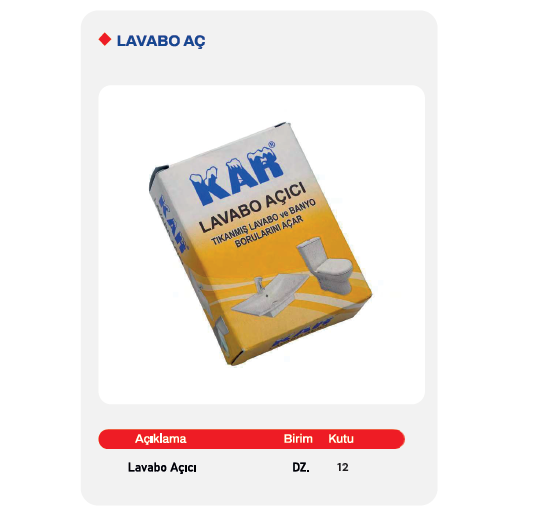 LAVABO BANYO BORU GİDER AÇICI TOZ PK 12 ADET
