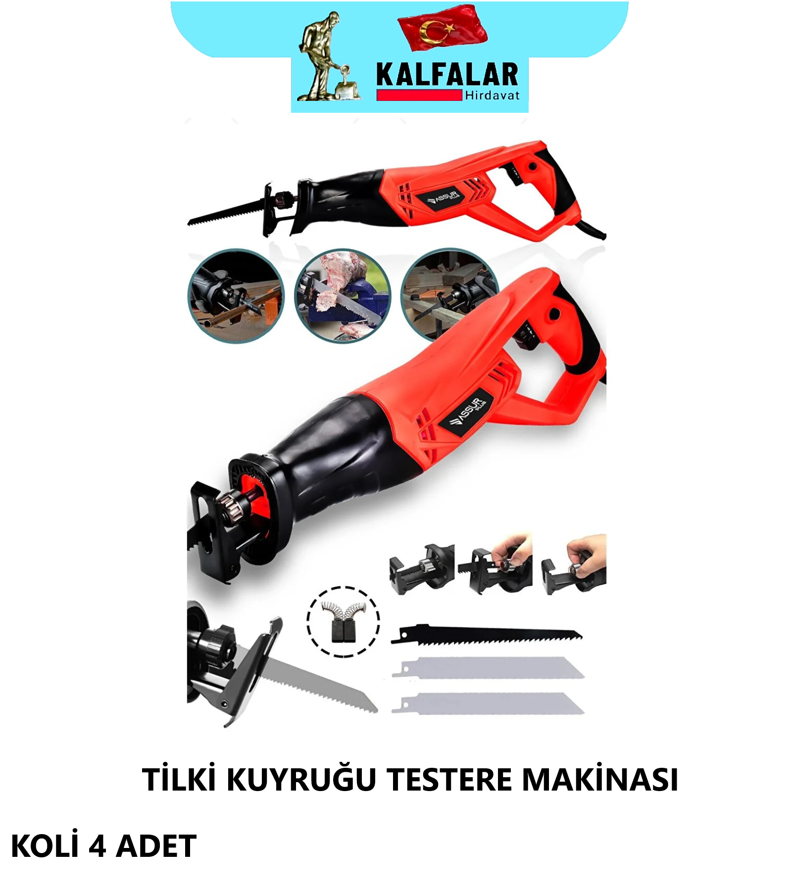 TİLKİ KUYRUGU TESTERE MAKİNA PLUS YEDEK UÇLARI VE KÖMÜR