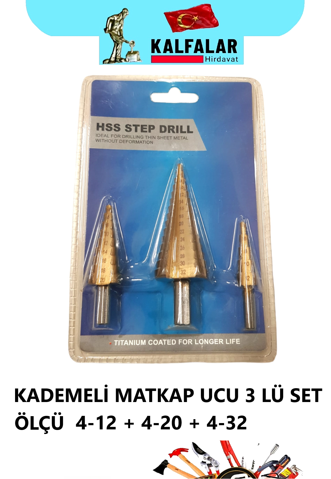 KADEMELİ MATKAP UCU 3 LÜ SET 4-12+4-20+4-32 HHS STEP DRILL