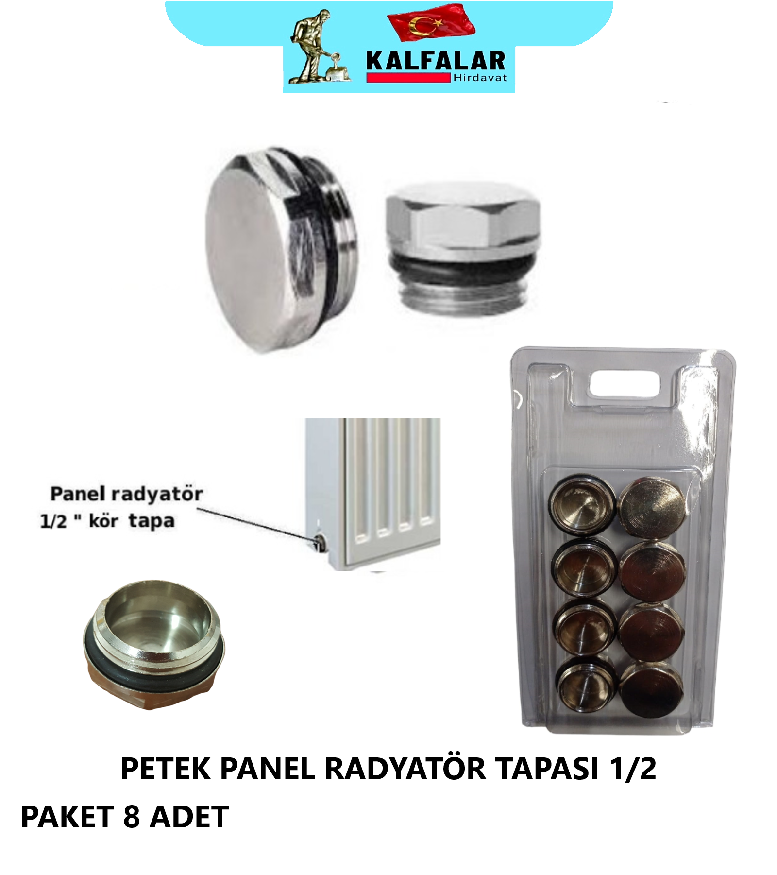 PETEK PANEL RADYATÖR TAPASI 1/2 PK 8 ADET