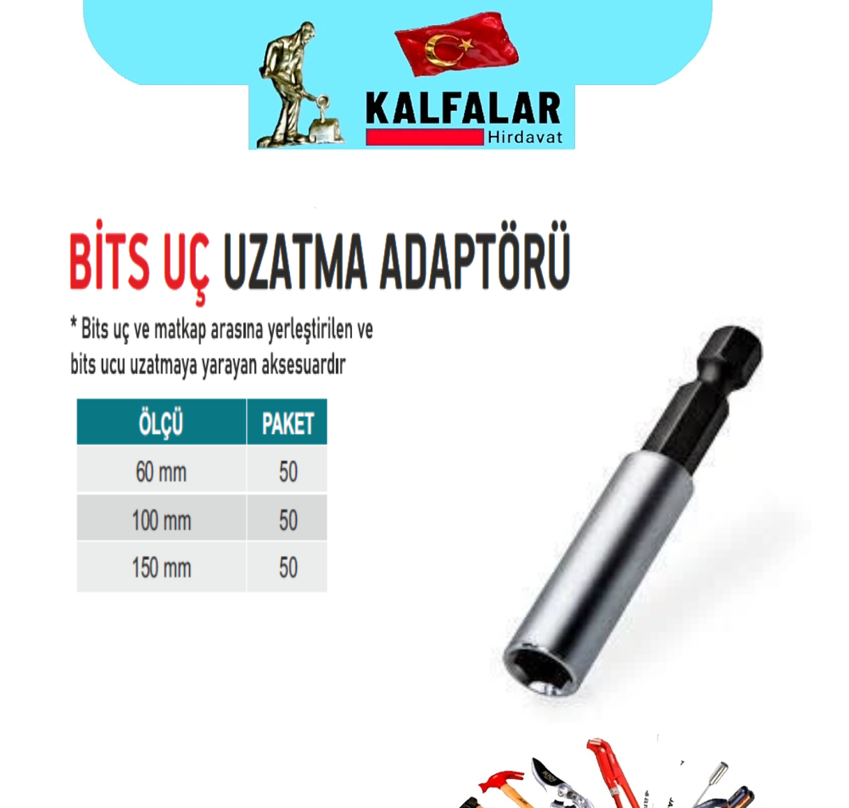 YILDIZ UÇ BİTS UZATMA ADAPTÖRÜ 150 MM